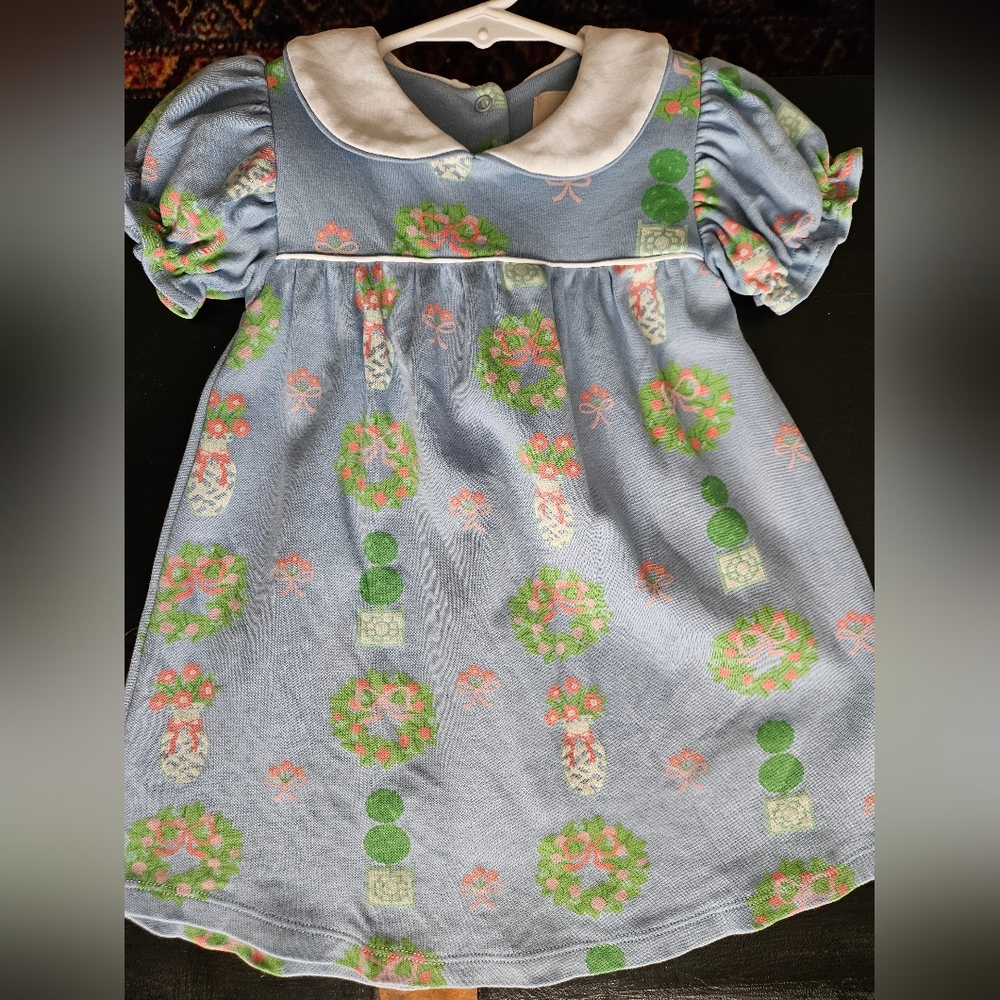The Beaufort Bonnet Company Blue and Green Floral Holiday Dress